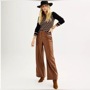 Women's Nine West Pleated Faux Leather Trouser